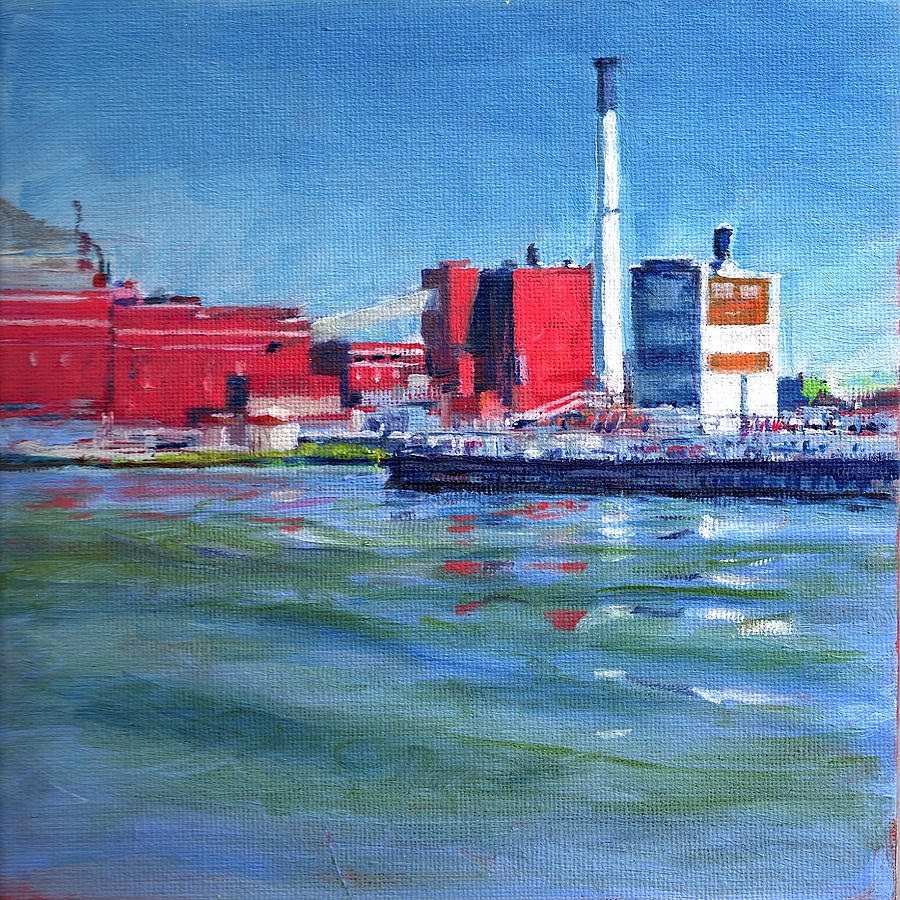 East River Power Plant Painting by Peter Salwen