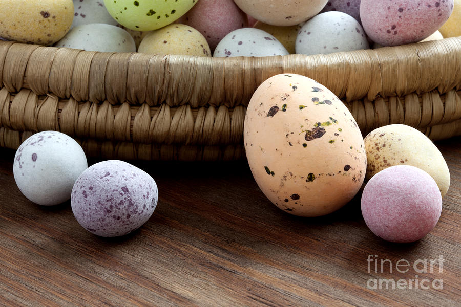 Easter Photograph - Easter eggs in a wicker basket by Richard Thomas