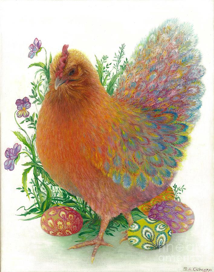 Chicken Painting - Easter Hen / Sold by Barbara Anna Cichocka