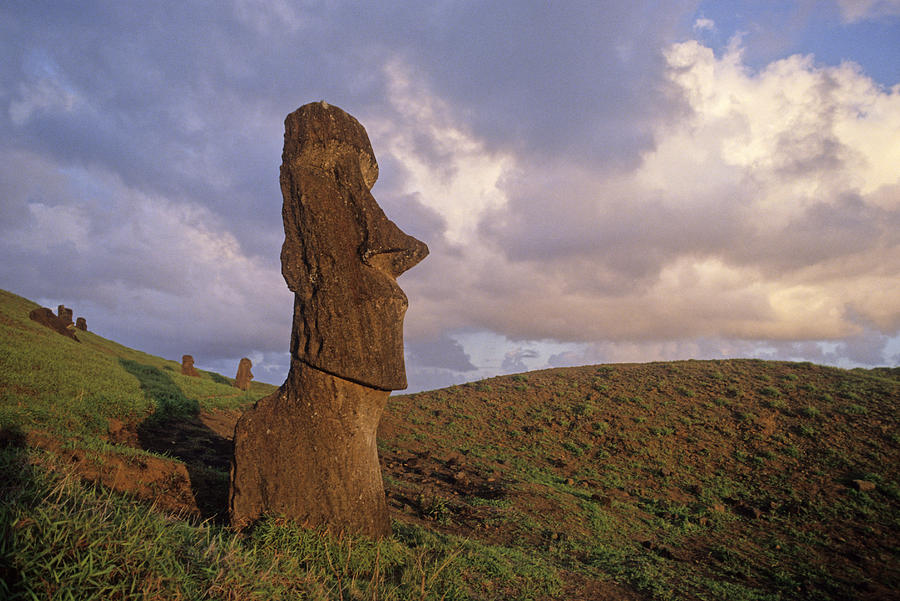 Easter Island Statues at sunset Photograph by Cliff Wassmann