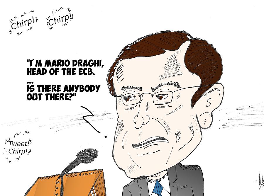 Politician Mixed Media - ECB President Mario Draghi editorial cartoon by OptionsClick BlogArt