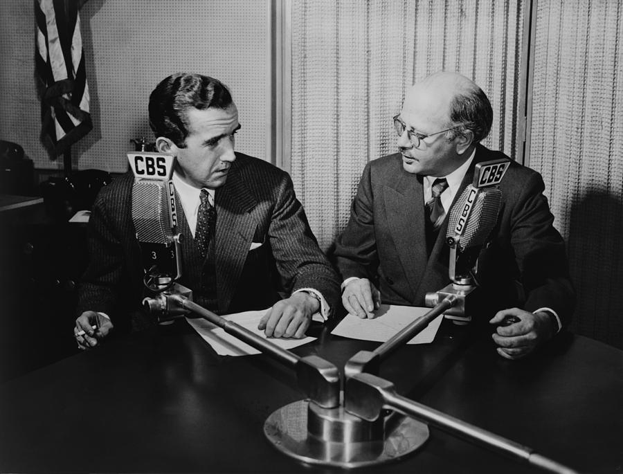 Edward R. Murrow Left And William L Photograph by Everett | Fine Art ...