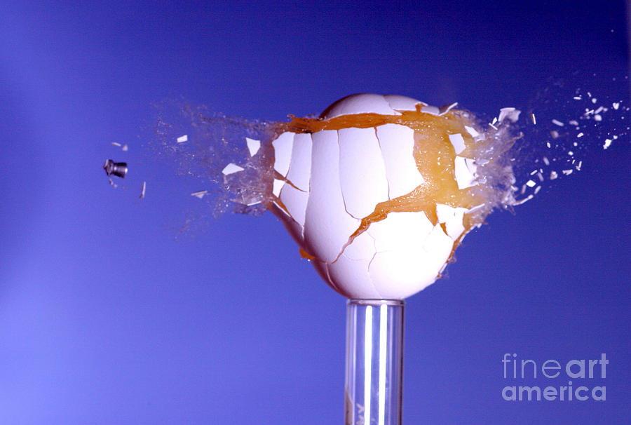 Egg Hit By A Bullet Photograph by Ted Kinsman