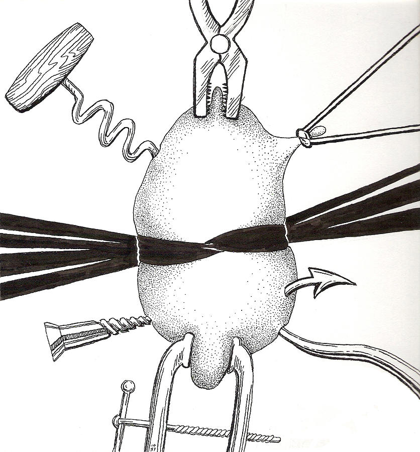 Pliers Drawing - Egg Ouch by Phil Burns