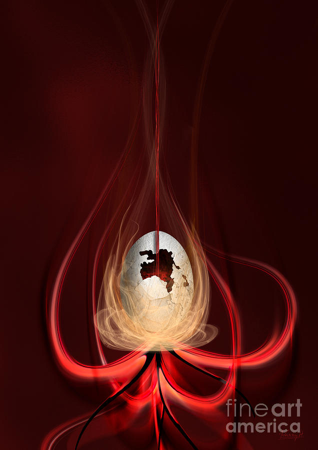 Egg with red flow Digital Art by Johnny Hildingsson