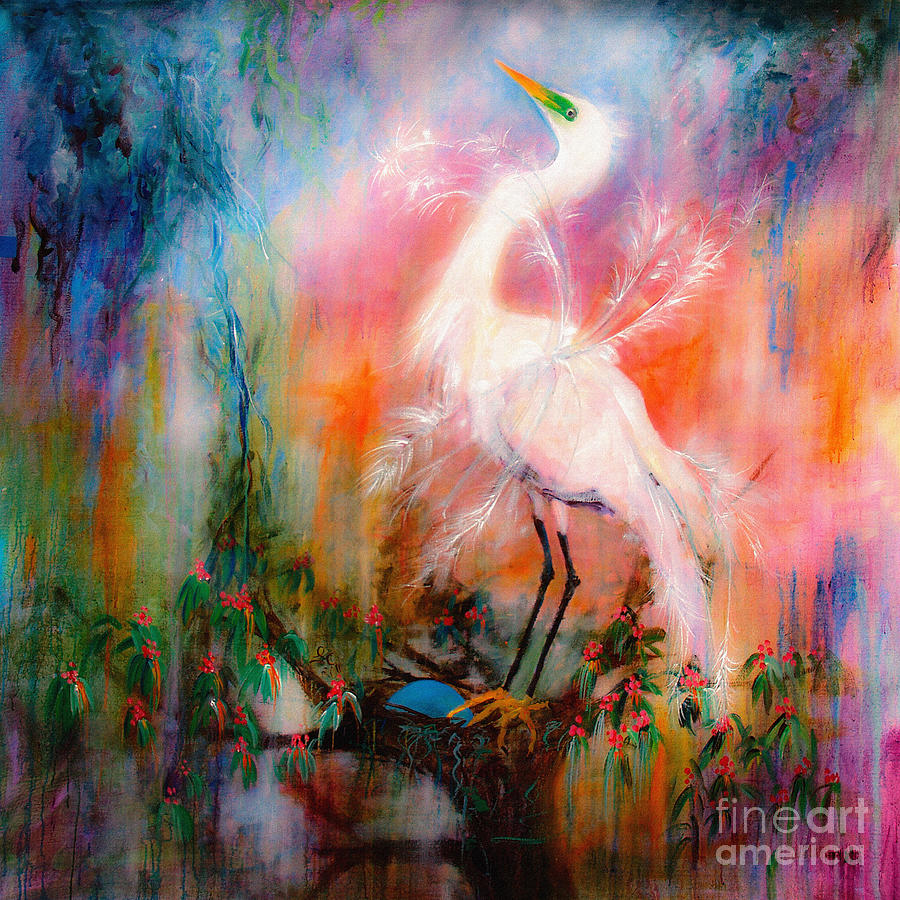 Egret Dreams  Painting by Ginette Callaway