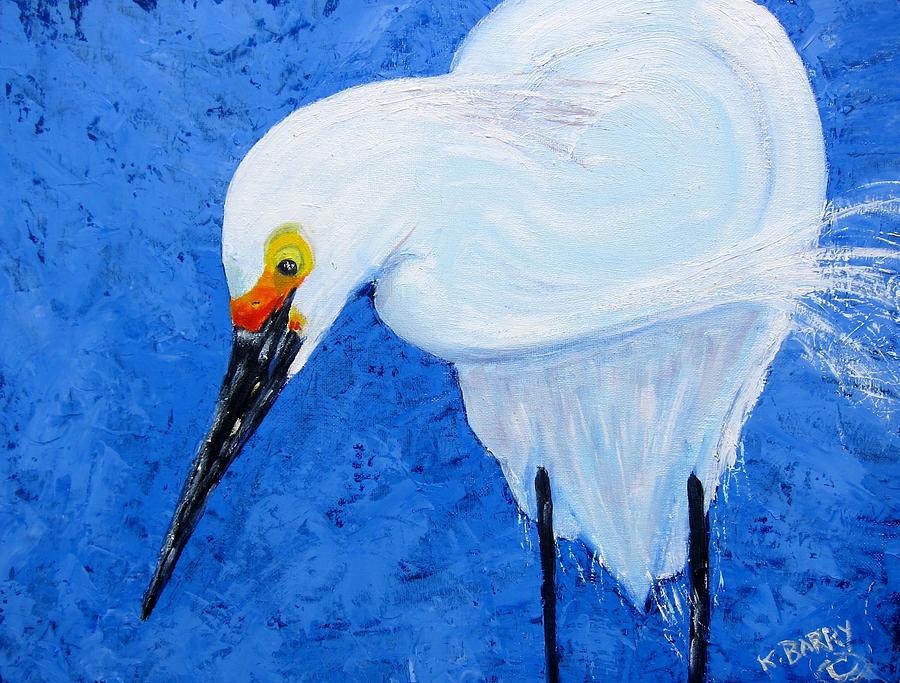 Egret Hunting Painting by Kathryn Barry