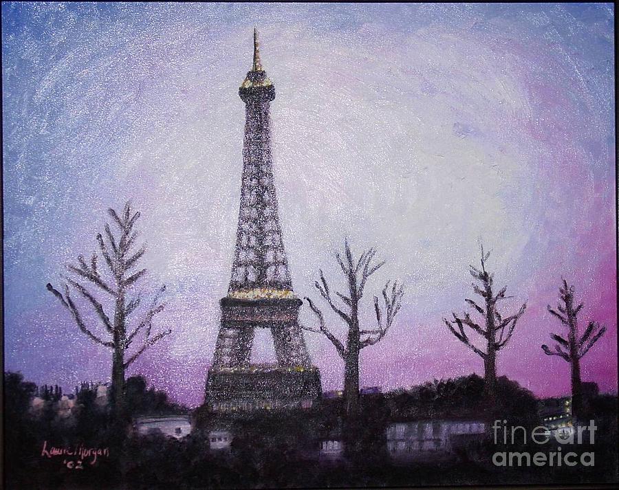 Eiffel at Night Painting by Laurie Morgan