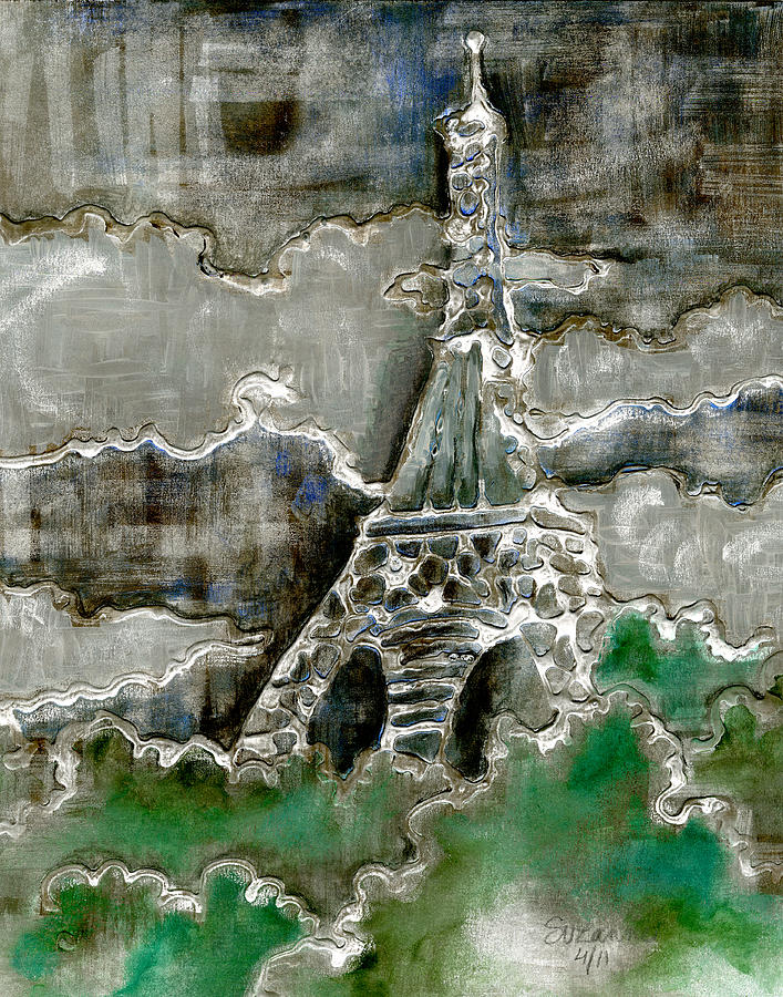 Eiffel Tower - Silver Mixed Media by Suzanne Blender - Pixels