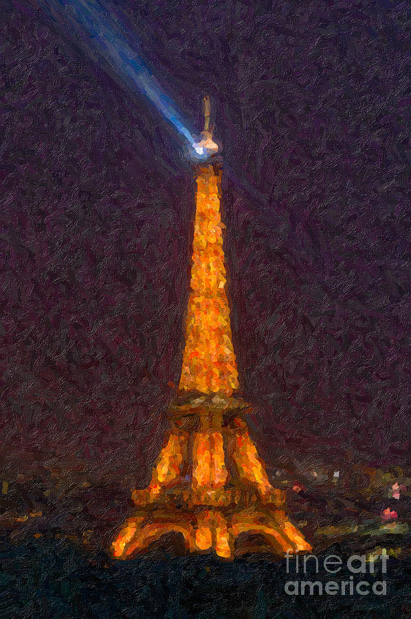 Eiffel Tower at Night Impasto Photograph by Clarence Holmes