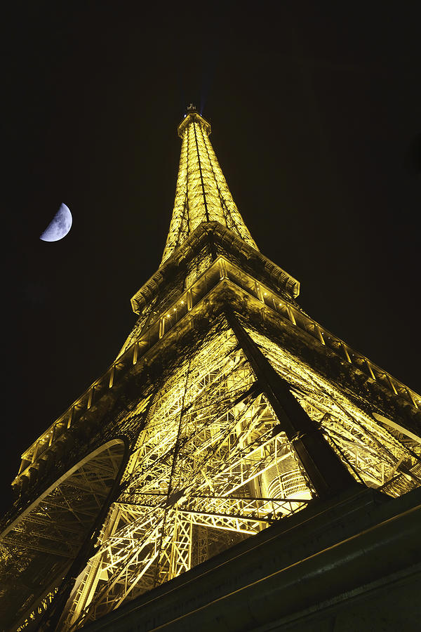 Eiffel Tower with Moon Photograph by Mark Harrington
