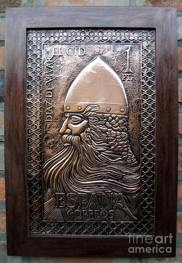 Stamp Relief - El Cid Hero in Copper by Cacaio Tavares