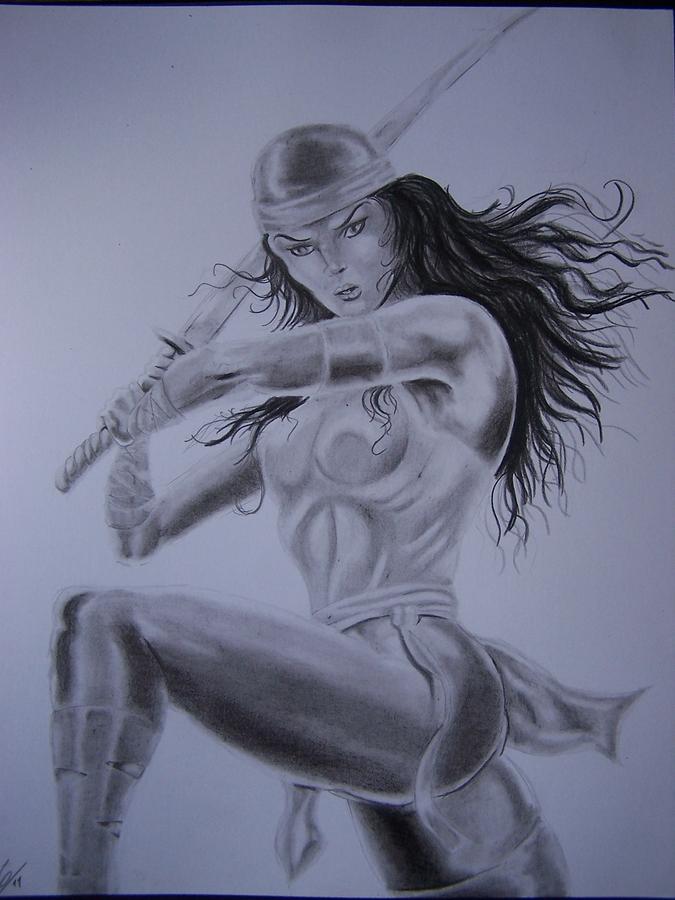 Daredevil Drawing - Electra by Luis Carlos A