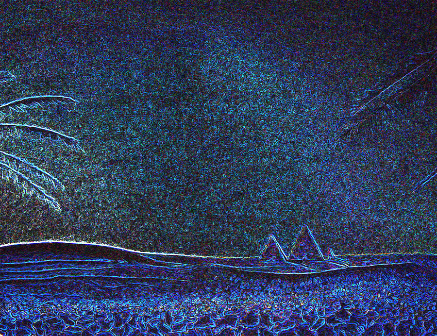 Electric Pyramids Blue Digital Art by Mayhem Mediums