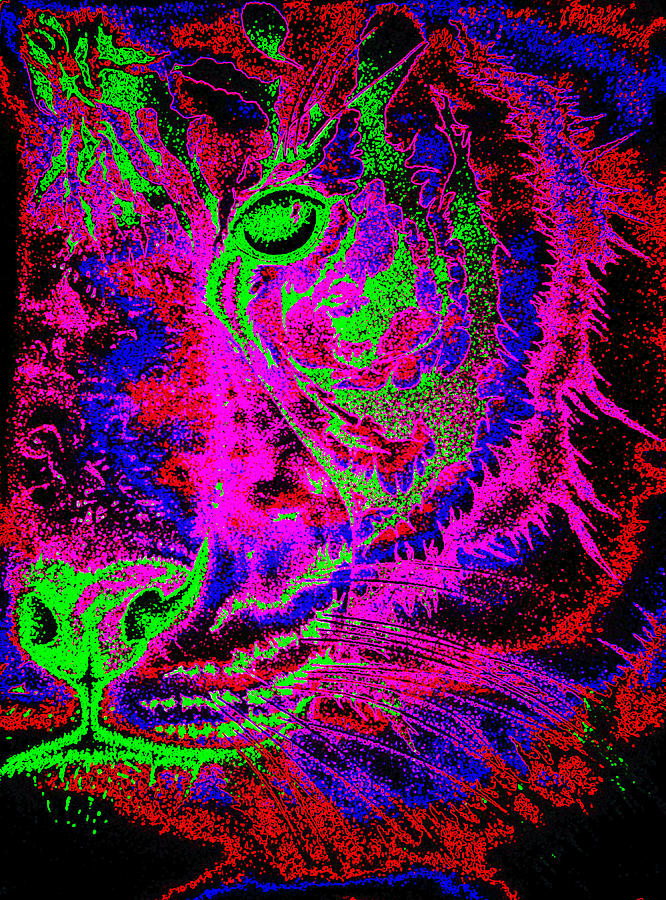 Electric Tiger on Fire Digital Art by Mayhem Mediums