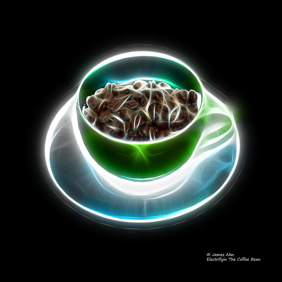 Electrifyin The Coffee Bean -Version Green Digital Art by James Ahn