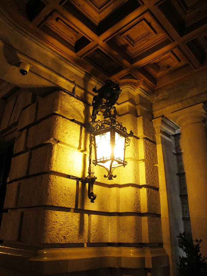 Elegant Antique Looking Lamp Post At Night in Valencia Spain Photograph by John Shiron