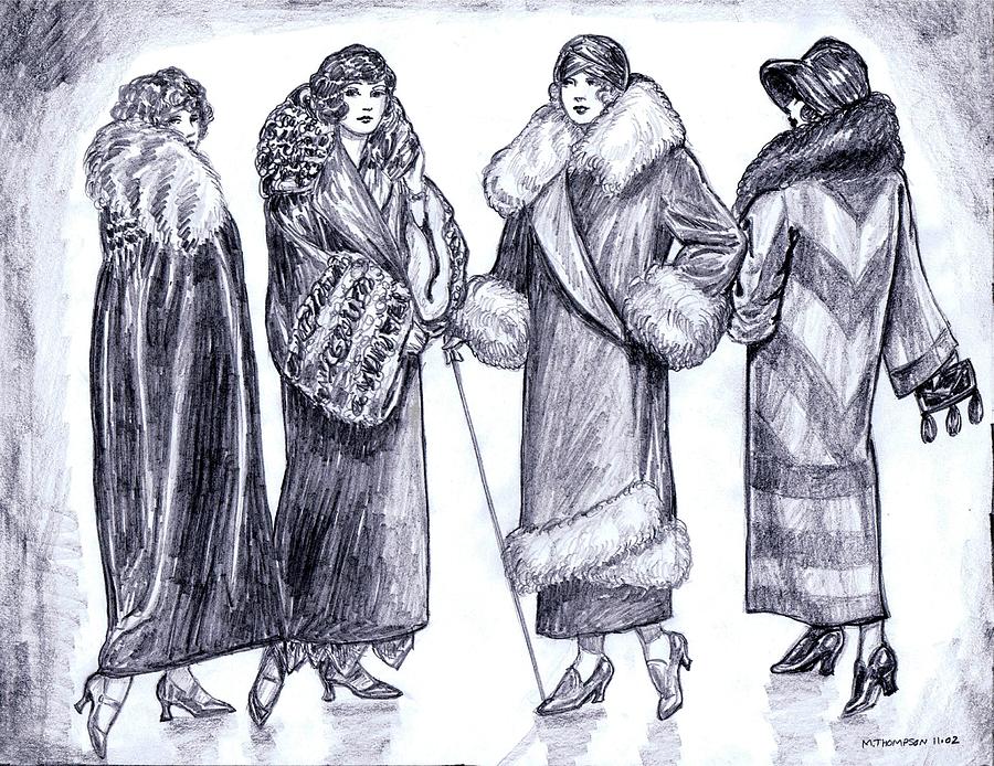 Elegant Coats Drawing by Mel Thompson