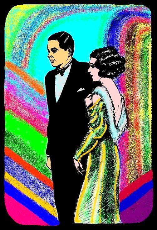 Elegant Couple Color Drawing by Mel Thompson