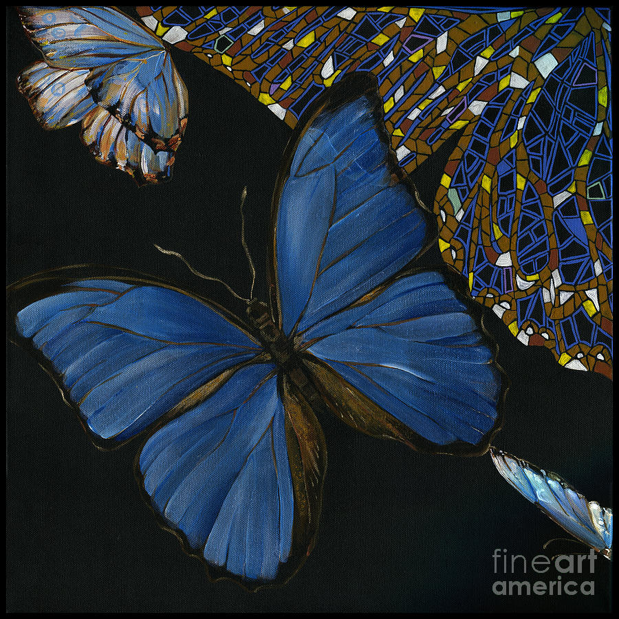 Elena Yakubovich - Butterfly 2x2 Lower Left Corner Painting By Elena 