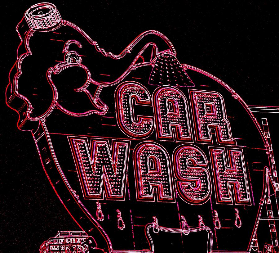 Elephant Car Wash Neon Photograph by Randall Weidner