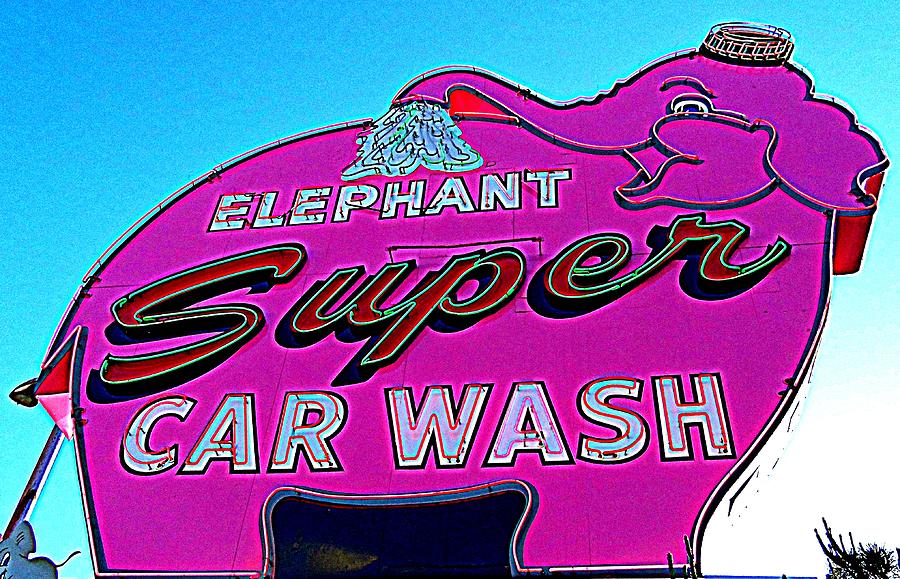Elephant Car Wash Photograph - Elephant Super Car Wash Boost by Randall Weidner