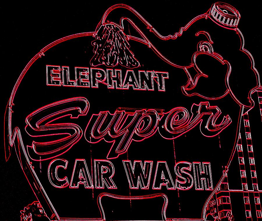 Elephant Super Car Wash Neon Photograph by Randall Weidner