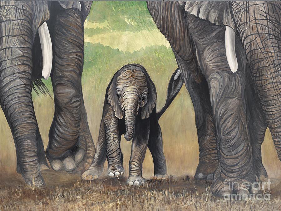 Elephant Trio Painting by Patty Vicknair