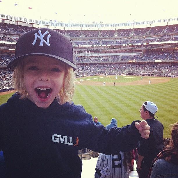 Yankee Photograph - Elis 1st #yankee Game. Hes Pumped! by Logan Gentry