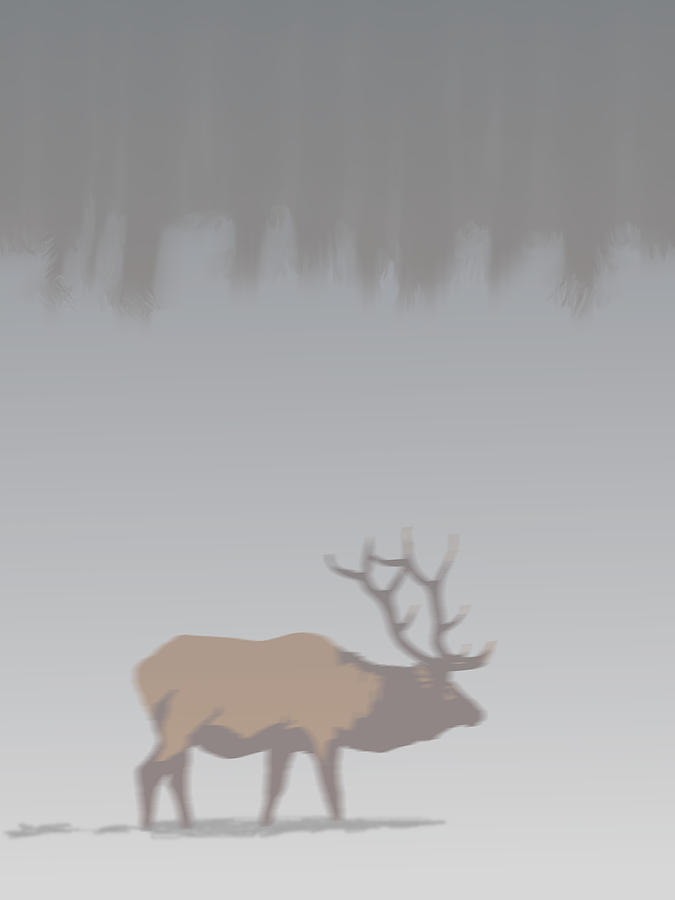 Elk in Winter Digital Art by Robert Bissett
