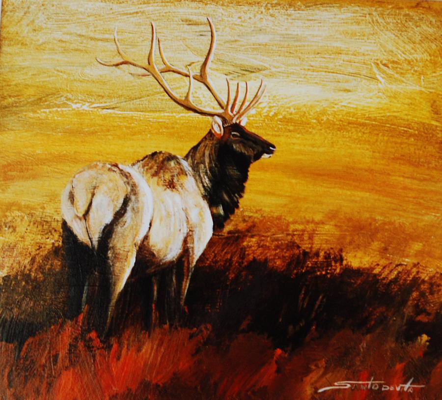 Elk Painting by Santo De Vita