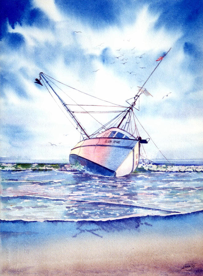 Boat Painting - Ellen Marie by AnnaJo Vahle