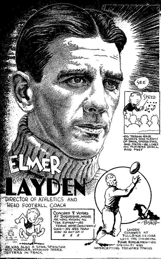 Football Drawing - Elmer Layden by Steve Bishop