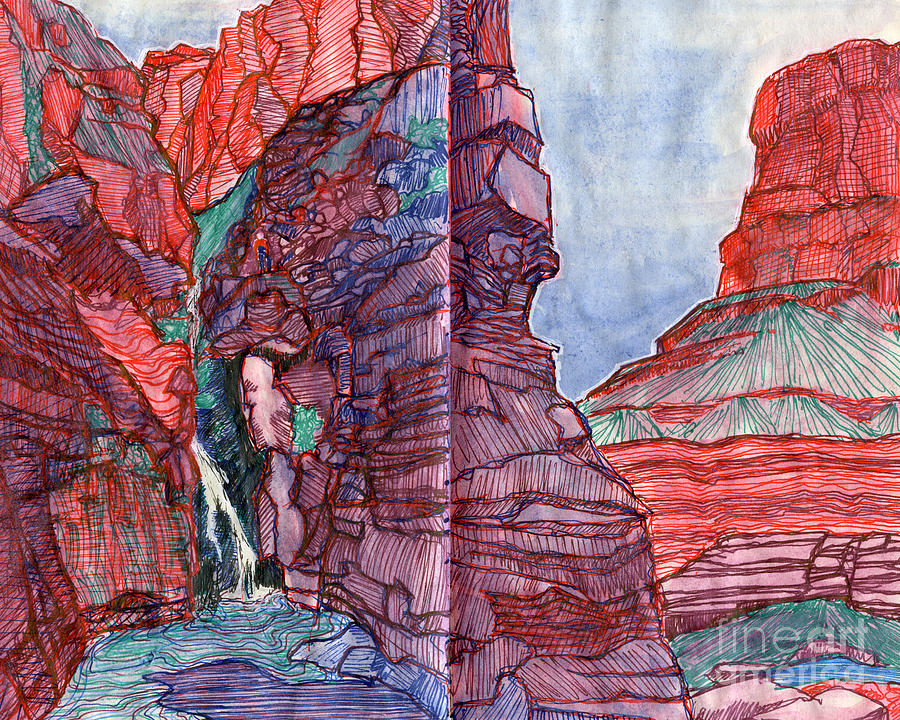 Elves Chasm Drawing by Scott Barnes