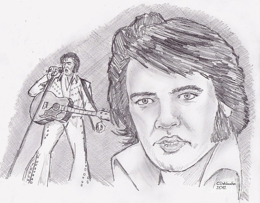 Elvis Presley- older Drawing by Chris DelVecchio