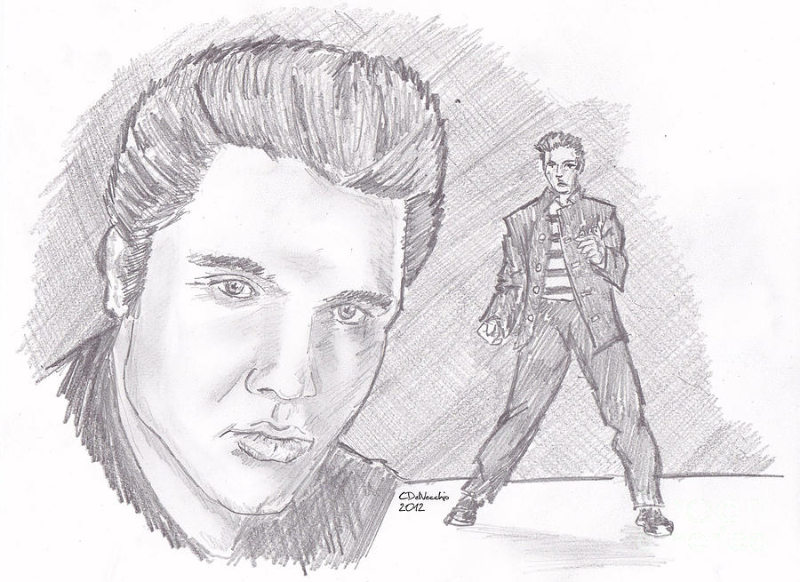 Elvis Presley- young Drawing by Chris DelVecchio