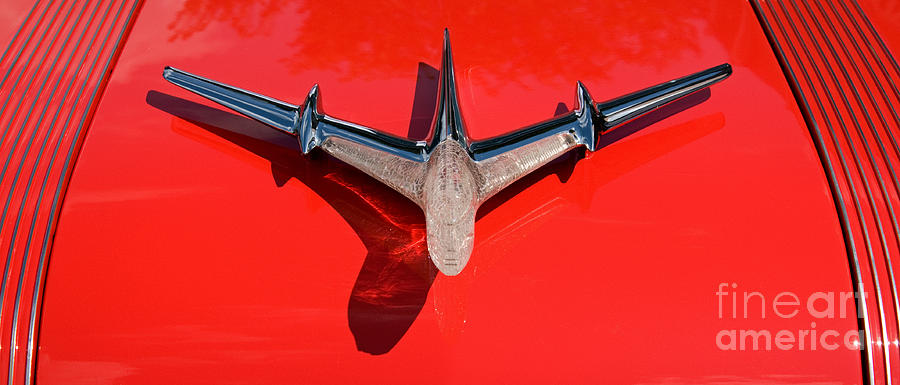 Car Photograph - Emblem on Red 2 by Vivian Christopher