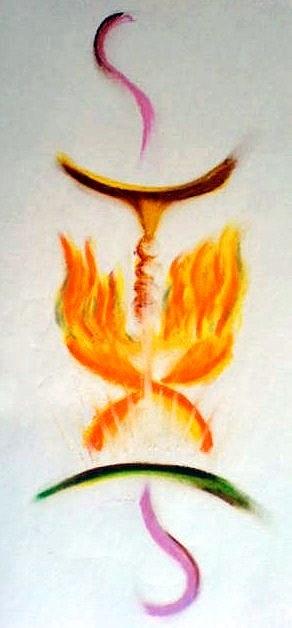 embracing the Divine Fire Painting by AHONU Aingeal Rose