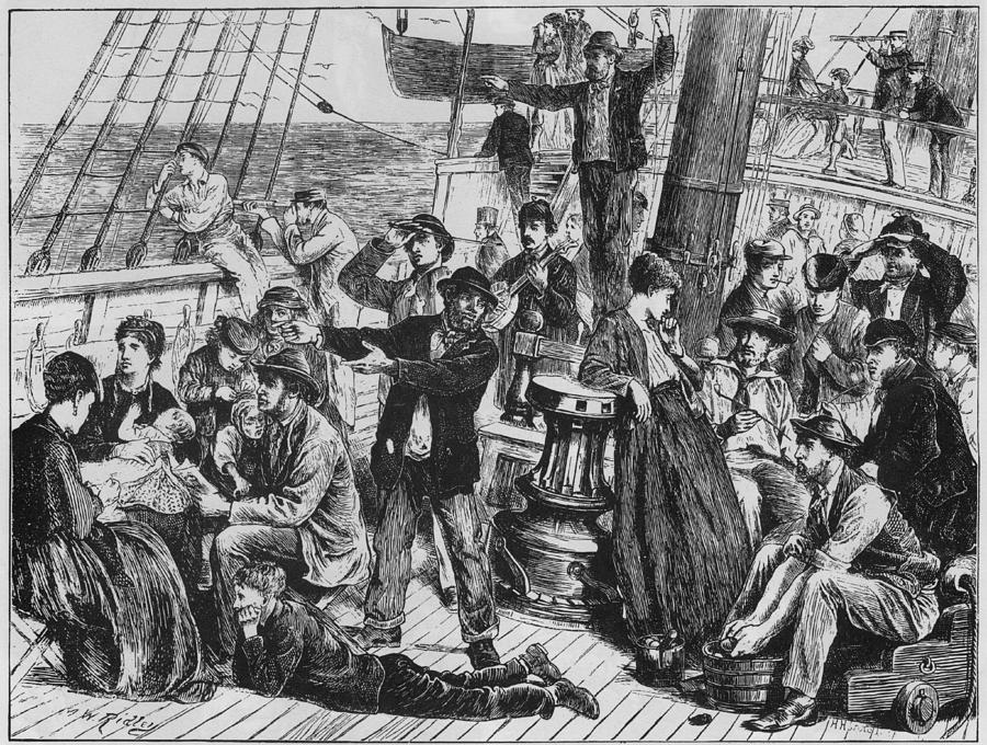 Transportation Photograph - Emigrants On The Open Deck Of An by Everett