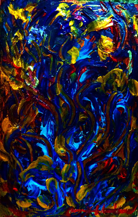 Emotional flow of the under the sea world Painting by Wanvisa Klawklean
