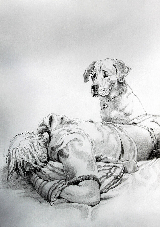 Dog Drawing - Empathy by Hanne Lore Koehler