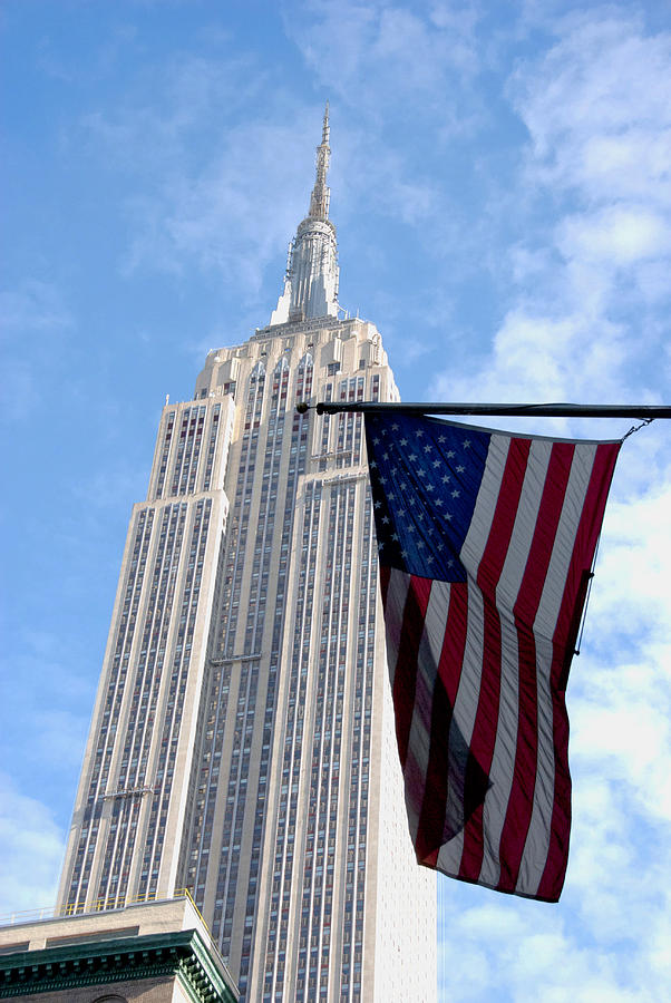 King Kong Photograph - Empire State and American Flag by Kelsey Horne