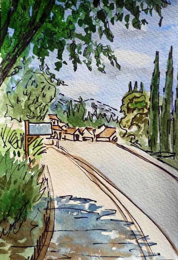 Sketch Painting - Empty Road Sketchbook Project Down My Street by Irina Sztukowski