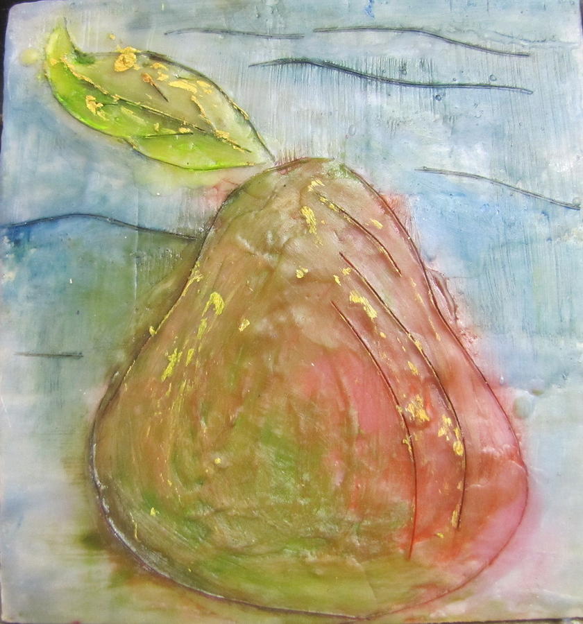 Fruit Painting - Encaustic Pear by Jenell Richards