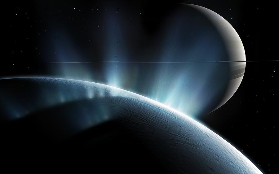 Enceladus, Computer Artwork Digital Art by Mark Garlick/spl
