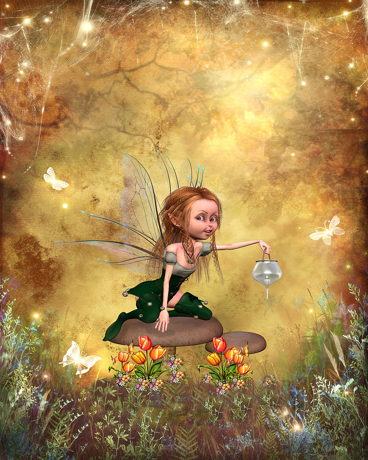 Forest Fairy Digital Art - Enchanted Garden by John Junek