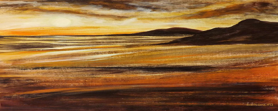 End of the Day - Panoramic Sunset Painting by Gina De Gorna