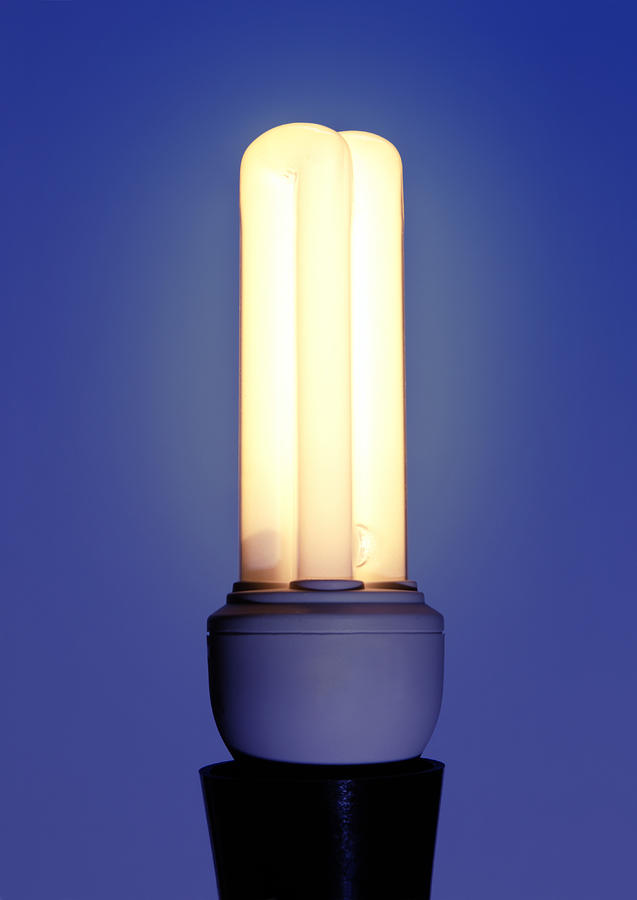 Compact Fluorescent Photograph - Energy-saving Light Bulb by Cordelia Molloy