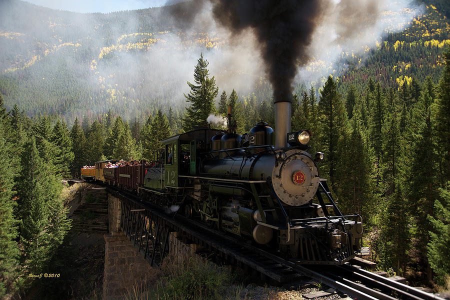 Engine 12 Over the Trestle Photograph by Stephen Johnson
