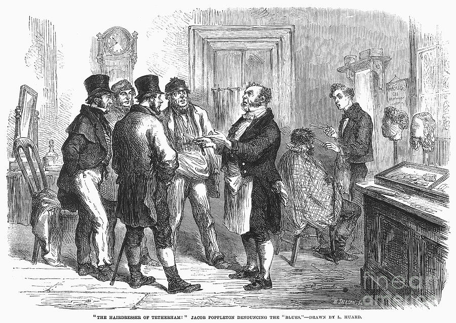 English Barbershop, 1863 Photograph by Granger